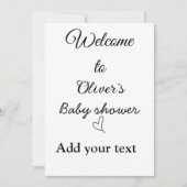 ベビーシャワーへようこそ名前の追加文字引用文 招待状 (正面)