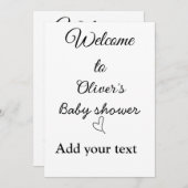 ベビーシャワーへようこそ名前の追加文字引用文 招待状 (正面/裏面)