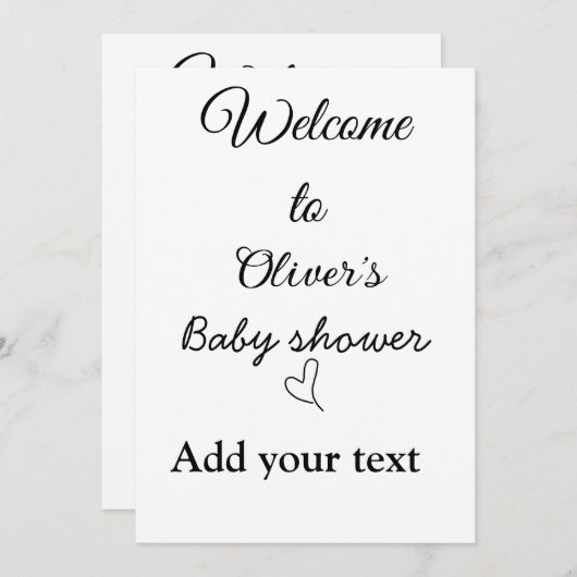 ベビーシャワーへようこそ名前の追加文字引用文 招待状 (正面/裏面)