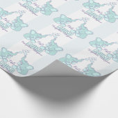 ベビーシャワーまたは誕生の孫の名前の水の青い覆い ラッピングペーパー (角)