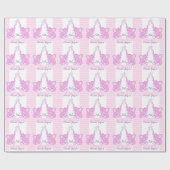 ベビーシャワーまたは誕生の孫娘の名前のピンクの覆い ラッピングペーパー (フラット)