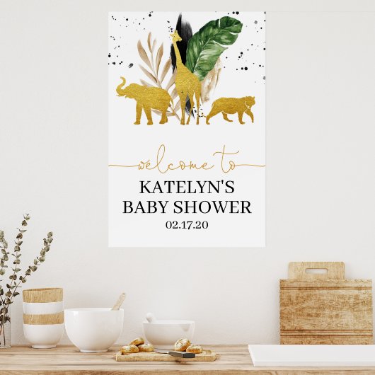 ベビーシャワーまたは誕生日のためのサファリウェルカムサイン ポスター (キッチン)