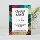 ベビーシャワーま生まれたばかりのたはベビーパーティー – ジャングルプリント 招待状 (スタンド正面)