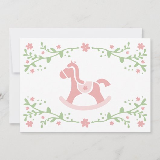 ベビーシャワーをテーマにしたテーブルカード/ロッキングホース 招待状 (正面)