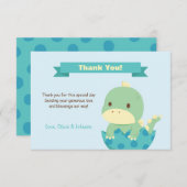 ベビーシャワーを工夫する約恐竜はノート感謝していしています サンキューカード (正面/裏面)