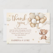 ベビーシャワーを待つテディベアバルーン サンキューカード (正面)