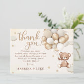 ベビーシャワーを待つテディベアバルーン サンキューカード (スタンド正面)