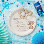 ベビーシャワーを待つテディベアバルーン ペーパープレート (パーティー)