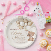 ベビーシャワーを待つテディベアバルーン ペーパープレート (パーティー)
