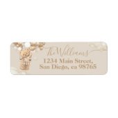 ベビーシャワーを待つテディベアバルーン ラベル (正面)