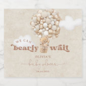 ベビーシャワーを待つテディベア風船 スパークリングワインラベル (シングルラベル)