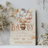 ベビーシャワーを待つテディベア風船 招待状