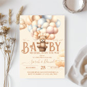 ベビーシャワーを待つテディベア風船 招待状