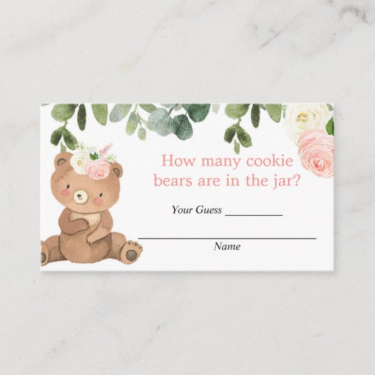 ベビーシャワーを挿入するクッキーの数を推測する エンクロージャーカード (正面)