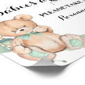 ベビーシャワーを楽しむ緑の金ゴールド標識 ポスター (角)