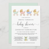 ベビーシャワーを通り抜ける|レトロ馬車パレード 招待状 (正面/裏面)