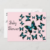 ベビーシャワーアクアバタフライ インビテーションポストカード (正面/裏面)