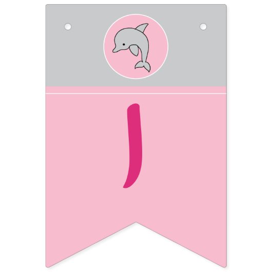 ベビーシャワーアゲハチョウバナーピンク/グレードルフィン バンティングフラッグ (第1の旗)