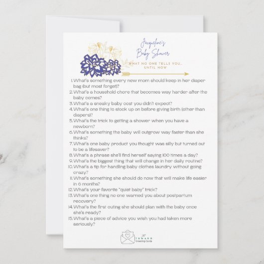 ベビーシャワーアドバイスは誰もゲームカードを教えていない サンキューカード (正面)