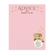 ベビーシャワーアドバイスカードエレファントピンク