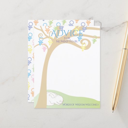 ベビーシャワーアドバイスカードパチバニー (正面/裏面インサイチュ)