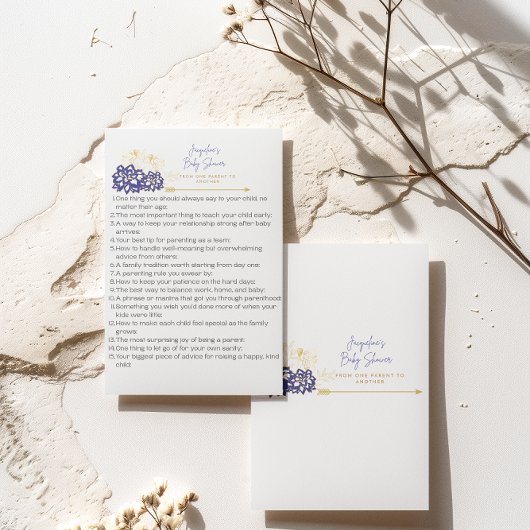 ベビーシャワーアドバイスカードパープルテーマ サンキューカード