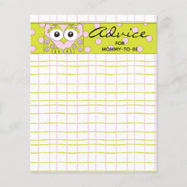 ベビーシャワーアドバイスカード「ピンクグリーンフクロウ」
