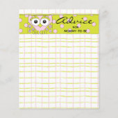 ベビーシャワーアドバイスカード「ピンクグリーンフクロウ」 (正面)