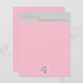 ベビーシャワーアドバイスカード「ピンク/グレードルフィン」 (正面/裏面)