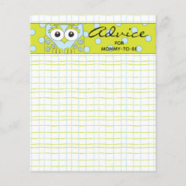 ベビーシャワーアドバイスカード「ブルーグリーンフクロウ」