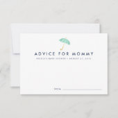ベビーシャワーアドバイスカード |ミント傘 招待状 (正面)