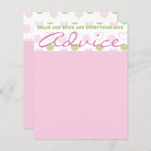 ベビーシャワーアドバイスカード「砂糖とスパイス」