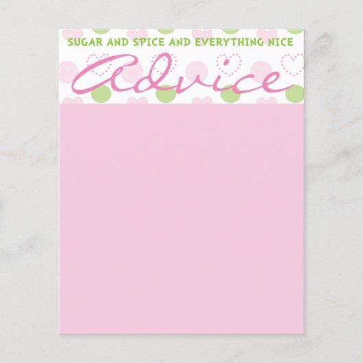 ベビーシャワーアドバイスカード「砂糖とスパイス」 (正面)