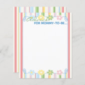 ベビーシャワーアドバイスカード「花とストライプ」 (正面/裏面)