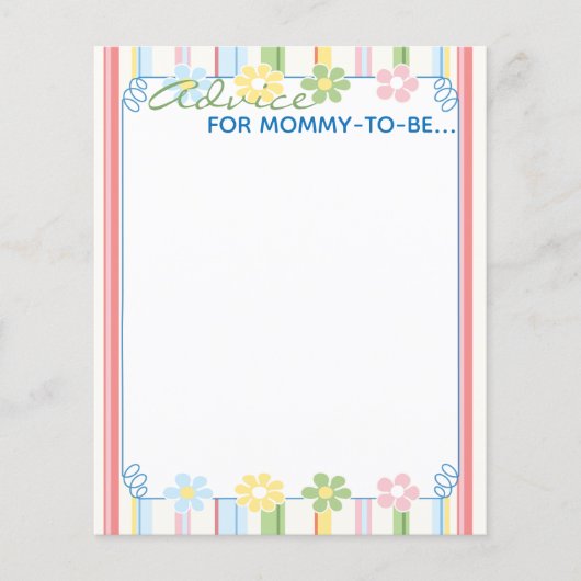 ベビーシャワーアドバイスカード「花とストライプ」 (正面)