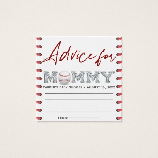 ベビーシャワーアドバイスカード |野球のベビーシャワー (正面)