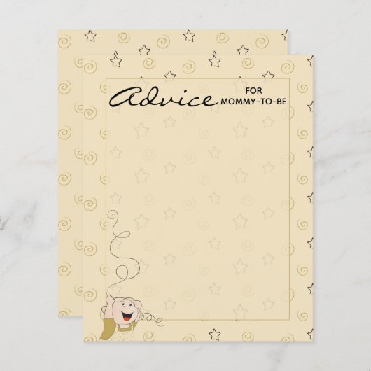 ベビーシャワーアドバイスカード「金ゴールドブラックスターズ」 (正面/裏面)