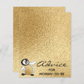 ベビーシャワーアドバイスカード「金ゴールドベビーペンギン」 (正面/裏面)