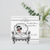 ベビーシャワーアフリカンアメリカンプリンセスガールチェア 招待状 (スタンド正面)