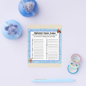 ベビーシャワーアルファベット名BINGOゲームテディベア チラシ (シングル)