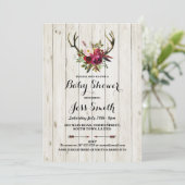 ベビーシャワーアント素朴ラーフローラウッドパーティー招待状 招待状 (スタンド正面)