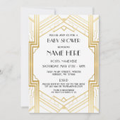 ベビーシャワーアールデコ1920の金ゴールドパーティー招待状20s 招待状 (正面)