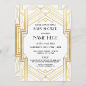 ベビーシャワーアールデコ1920の金ゴールドパーティー招待状20s 招待状 (正面/裏面)