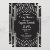 ベビーシャワーアールデコ1920年代シルバーギャツビー20年代 招待状 (正面/裏面)