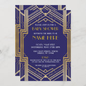 ベビーシャワーアールデコ1920年金ゴールドパーティー招待状 招待状 (正面/裏面)