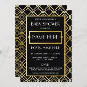 ベビーシャワーアールデコ1920年金ゴールドマムパーティー招待状 招待状 (正面/裏面)