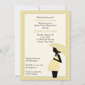 ベビーシャワーイエロー水玉模様傘招待状 招待状 (正面)