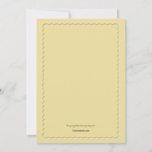 ベビーシャワーイエロー水玉模様傘招待状 招待状 (裏面)