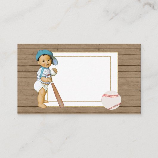 ベビーシャワーインサートカードとヴィンテージ男の赤ちゃんベース エンクロージャーカード (正面)