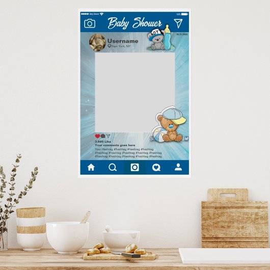 ベビーシャワーインスタグラムカスタム自撮りフレーム ポスター (キッチン)